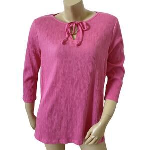 SUN BAY Missy Womens Size Small Pink 3/4 Sleeve Keyhole Neck Shirt Top New NWT